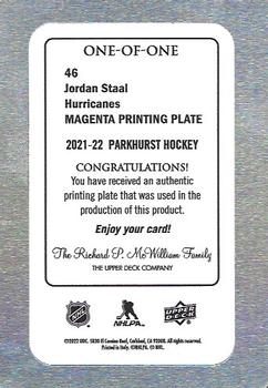 2021-22 Parkhurst - Printing Plates Magenta #46 Jordan Staal Back