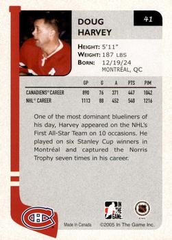 2004-05 In The Game Franchises Canadian - SportsFest Chicago #41 Doug Harvey Back