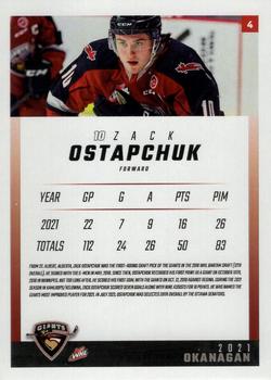 2021-22 Vancouver Giants (WHL) Special Edition Bubble Season #4 Zack Ostapchuk Back