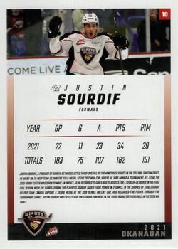 2021-22 Vancouver Giants (WHL) Special Edition Bubble Season #10 Justin Sourdif Back