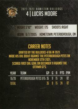 2021-22 Hamilton Bulldogs (OHL) #NNO Lucas Moore Back