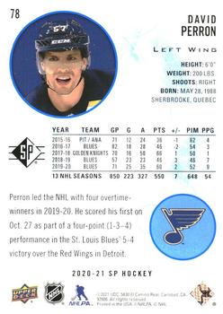 2020-21 SP - Blue #78 David Perron Back