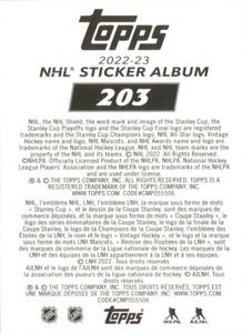 2022-23 Topps NHL Sticker Collection #203 Kailer Yamamoto Back