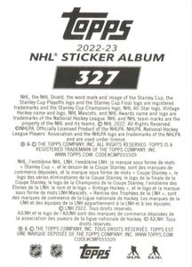 2022-23 Topps NHL Sticker Collection #327 Adam Fox Back