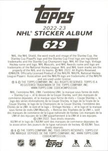 2022-23 Topps NHL Sticker Collection #629 Sidney Crosby Back