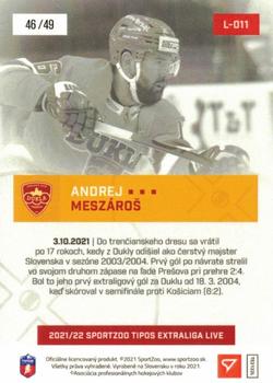 2021-22 SportZoo Live Tipos Extraliga #L-011 Andrej Meszaros Back