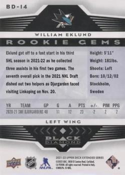 2021-22 Upper Deck - 2005-06 Black Diamond Retro #BD-14 William Eklund Back