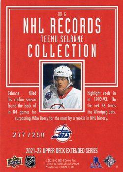 2021-22 Upper Deck - Record Collections Gold #RB-6 Teemu Selanne Back