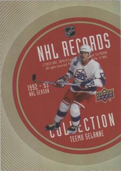 2021-22 Upper Deck - Record Collections Gold #RB-6 Teemu Selanne Front