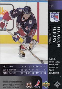 2001-02 Upper Deck Rookie Update - 2001-02 Upper Deck Ice Update #107 Theoren Fleury Back