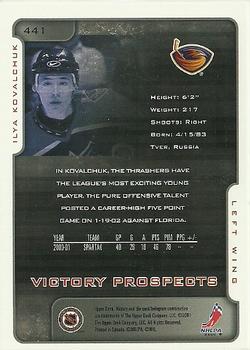 2001-02 Upper Deck Rookie Update - 2001-02 Upper Deck Victory Update #441 Ilya Kovalchuk Back