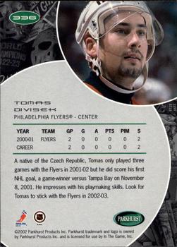 2001-02 Be a Player Update - 2001-02 Parkhurst Update #336 Tomas Divisek Back