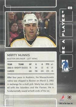 2001-02 Be a Player Update - 2001-02 Be A Player Memorabilia Update #419 Marty McInnis Back