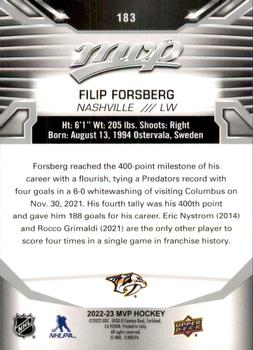 2022-23 Upper Deck MVP - Silver Script #183 Filip Forsberg Back