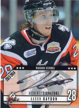 2013-14 Extreme Niagara IceDogs (OHL) Autographs #21 Aaron Haydon Front