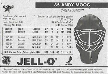1995-96 Kraft - Jell-O Gelatin Crease Keepers Standard Size #NNO Andy Moog  Back