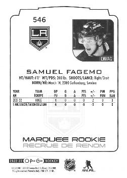 2022-23 O-Pee-Chee #546 Samuel Fagemo Back