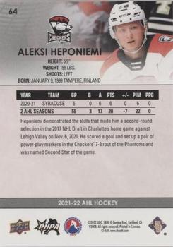 2021-22 Upper Deck AHL - Blue #64 Aleksi Heponiemi Back