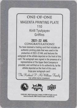 2021-22 Upper Deck AHL - Printing Plates Magenta #110 Kirill Tyutyayev Back