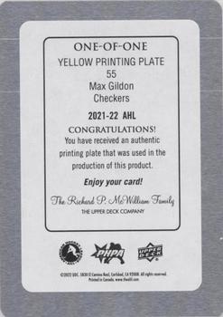 2021-22 Upper Deck AHL - Printing Plates Yellow #55 Max Gildon Back