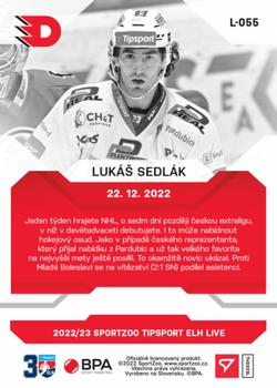 2022-23 SportZoo Live Tipsport ELH #L-055 Lukas Sedlak Back