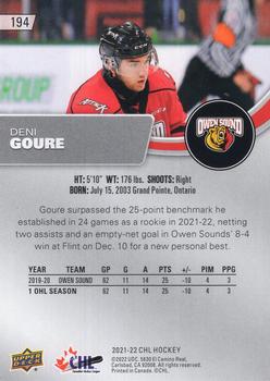 2021-22 Upper Deck CHL #194 Deni Goure Back