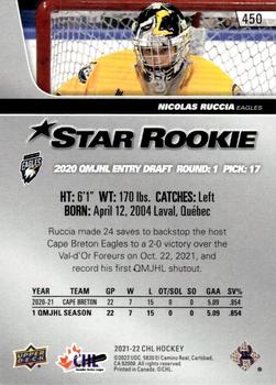 2021-22 Upper Deck CHL #450 Nicolas Ruccia Back