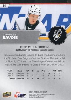 2021-22 Upper Deck CHL - Exclusives #14 Charles Savoie Back