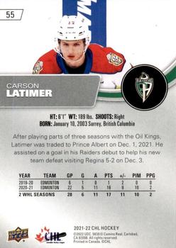 2021-22 Upper Deck CHL - Exclusives #55 Carson Latimer Back