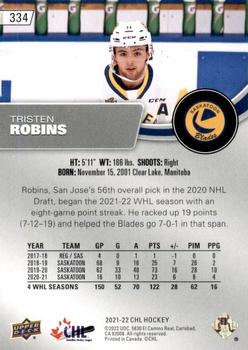 2021-22 Upper Deck CHL - Exclusives #334 Tristen Robins Back