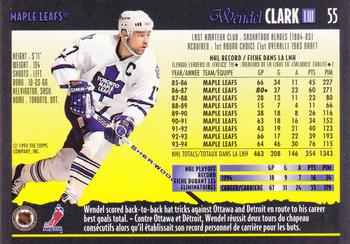 1994-95 O-Pee-Chee Premier #55 Wendel Clark Back