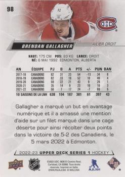 2022-23 Upper Deck - French (Variante Française) #98 Brendan Gallagher Back
