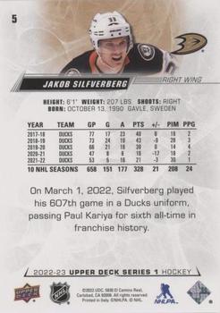 2022-23 Upper Deck - UD Exclusives #5 Jakob Silfverberg Back