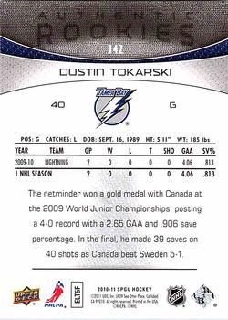 2010-11 SP Game Used #142 Dustin Tokarski  Back