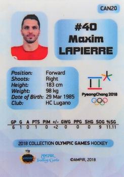 2018 AMPIR Olympic Games (Unlicensed) #CAN20 Maxim Lapierre Back
