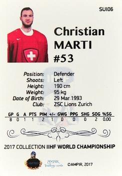 2016-17 AMPIR IIHF World Championship #SUI06 Christian Marti Back