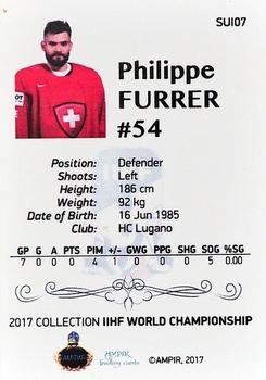 2016-17 AMPIR IIHF World Championship #SUI07 Philippe Furrer Back
