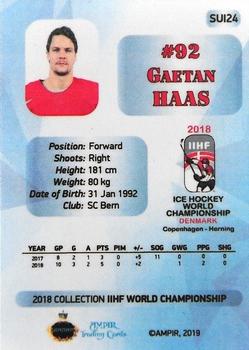 2018 AMPIR IIHF World Championship Switzerland #SUI24 Gaetan Haas Back