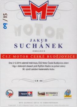 2014-15 CEZ Motor Ceske Budejovice - Signature #CB-06 Jakub Suchanek Back