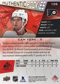 2021-22 SP Game Used - Red Fragment #126 Cam York Back