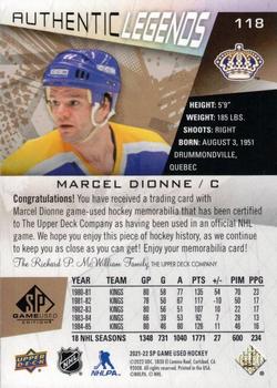 2021-22 SP Game Used - Gold Premium Memorabilia #118 Marcel Dionne Back