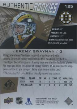 2021-22 SP Game Used - Gold Premium Memorabilia #125 Jeremy Swayman Back