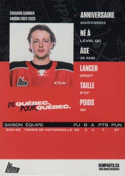 2022-23 Quebec Remparts (QMJHL) #NNO Edouard Carrier Back