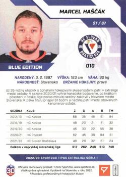 2022-23 SportZoo Tipos Extraliga - Blue #010 Marcel Hascak Back