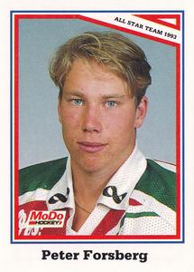 1993-94 Semic Elitserien (Swedish) Stickers #311 Peter Forsberg Front