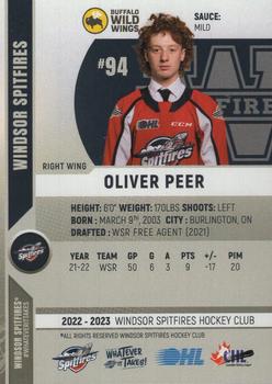 2022-23 Windsor Spitfires (OHL) #NNO Oliver Peer Back