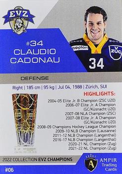 2021-22 AMPIR EV Zug Champions #6 Claudio Cadonau Back