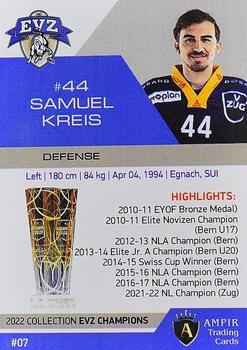 2021-22 AMPIR EV Zug Champions #7 Samuel Kreis Back