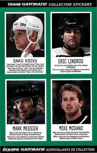 1997 Gatorade - Panels #NNO Saku Koivu / Eric Lindros / Mark Messier / Mike Modano Front