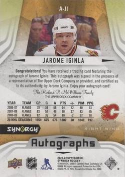 2021-22 Upper Deck Synergy - Autographs #A-JI Jarome Iginla Back